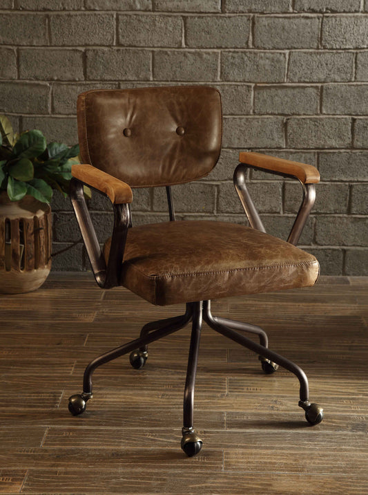 Hallie Vintage Whiskey Top Grain Leather Office Chair
