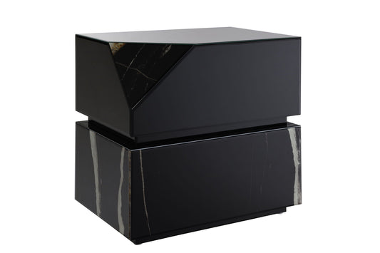 Drisana Mirrored End Table - Black