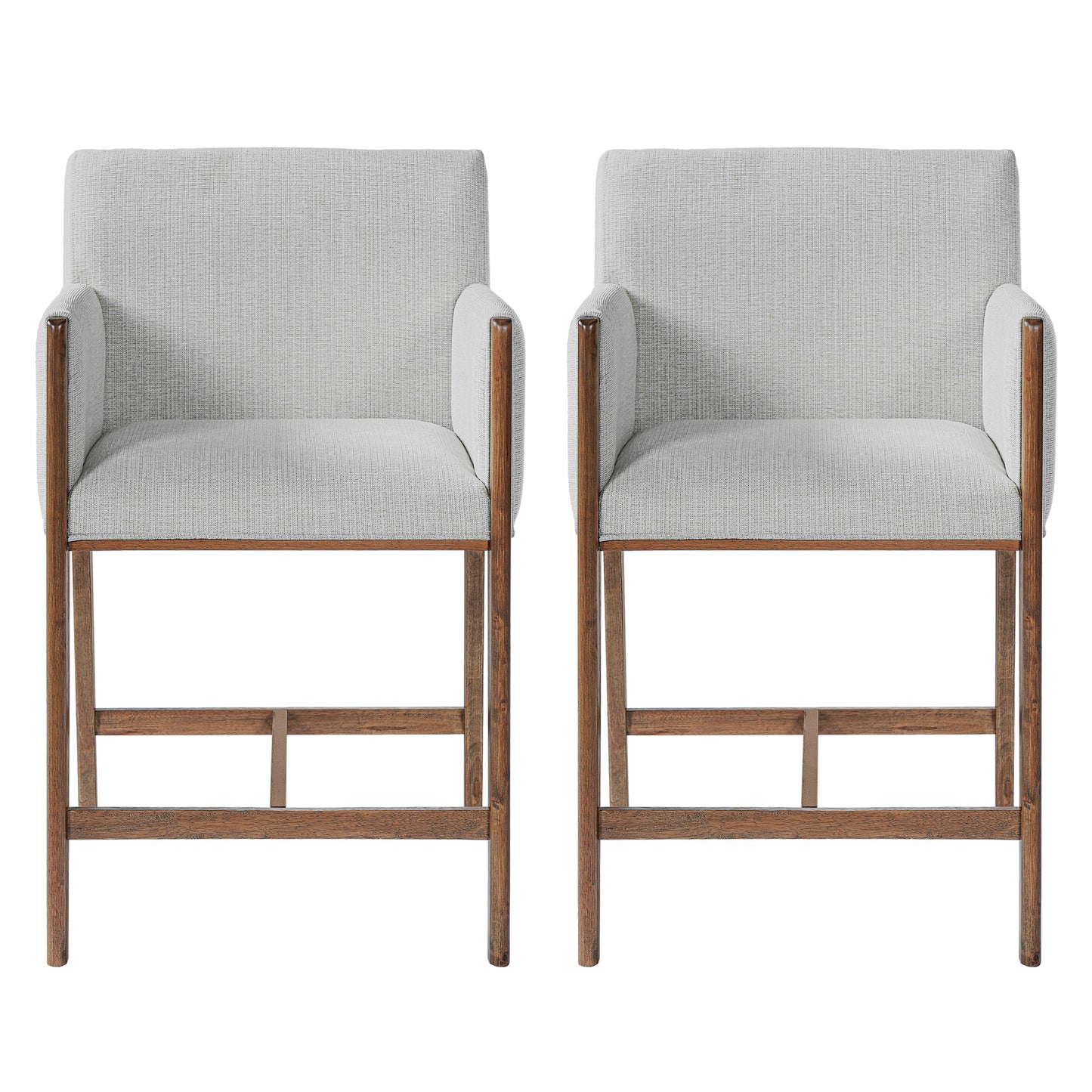 24'' Seat Height Upholstered Counter Stools with Arms for Kitchen Island/Dining Room, Set of 2