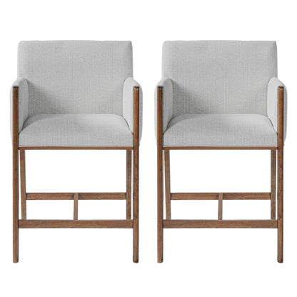 24'' Seat Height Upholstered Counter Stools with Arms for Kitchen Island/Dining Room, Set of 2