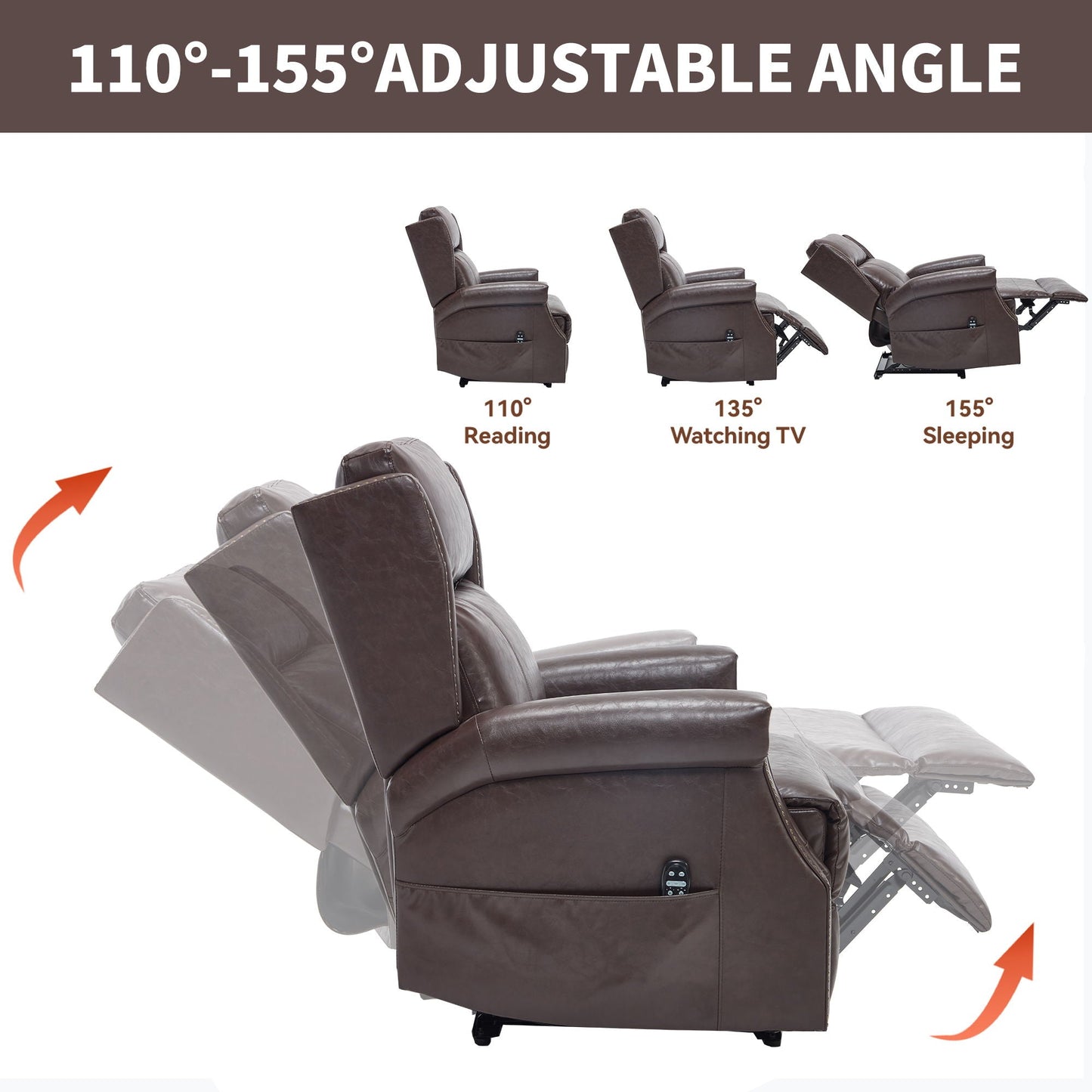 Manual Recliner Chair  With Heavy Duty Motion Mechanism, 8 Vibrating Nodes And 3 Massage Modes For Living Room