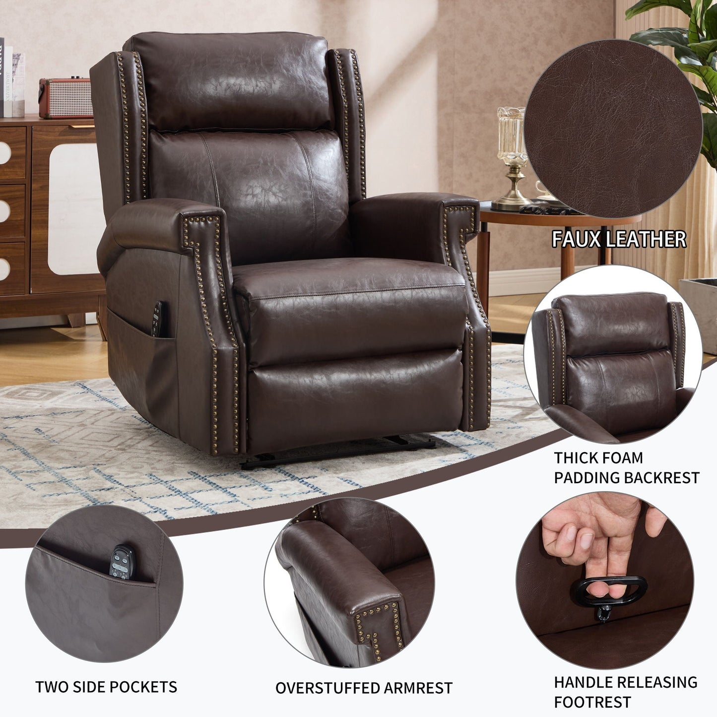 Manual Recliner Chair  With Heavy Duty Motion Mechanism, 8 Vibrating Nodes And 3 Massage Modes For Living Room