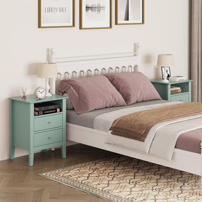 Fluted Nightstand With 2 Drawers