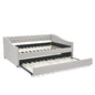 Upholstered Tufted Daybed With Drawers, Waved Arms