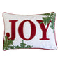 JOY Embroidered Christmas Throw Pillow – 14x20 Velvet Lumbar Cushion