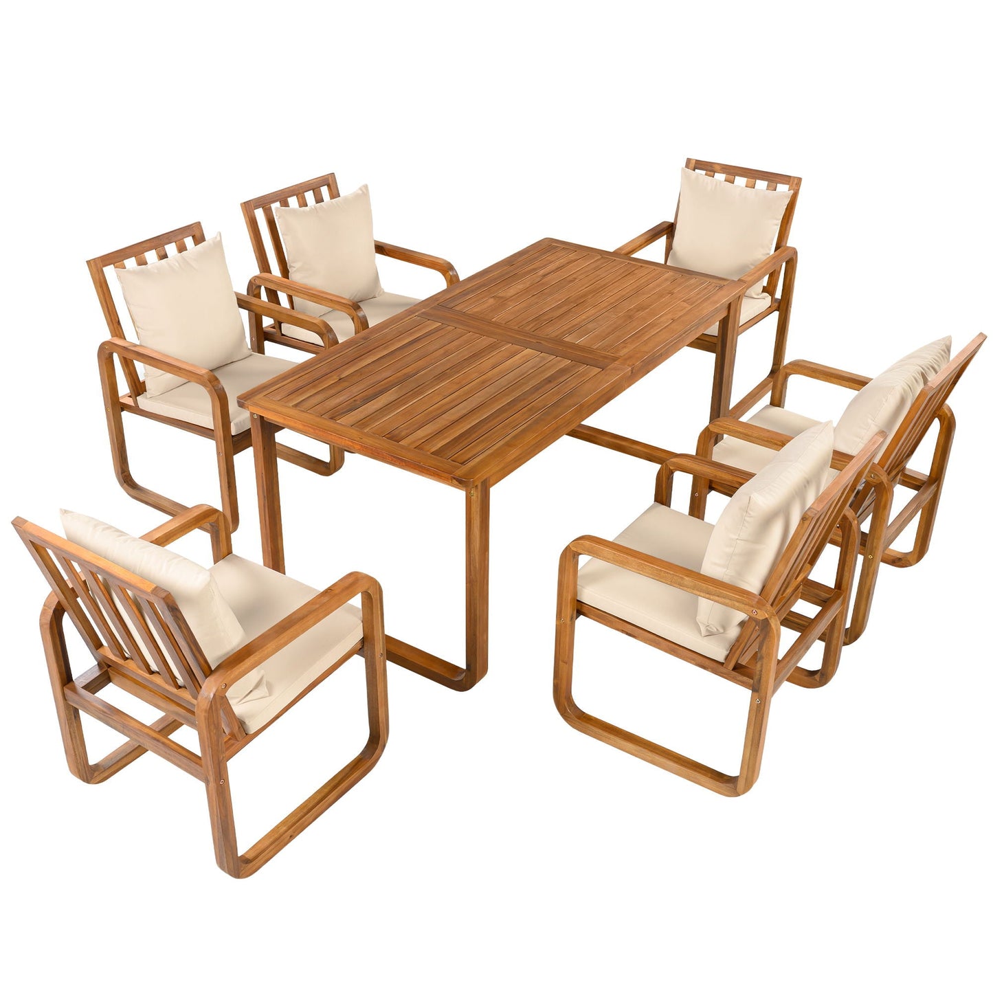 7 Piece Outdoor Patio Dining Set With Removable Cushions