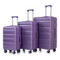 HIFINE Tourist 3-Piece ABS Spinner Wheel Luggage Set (Purple)