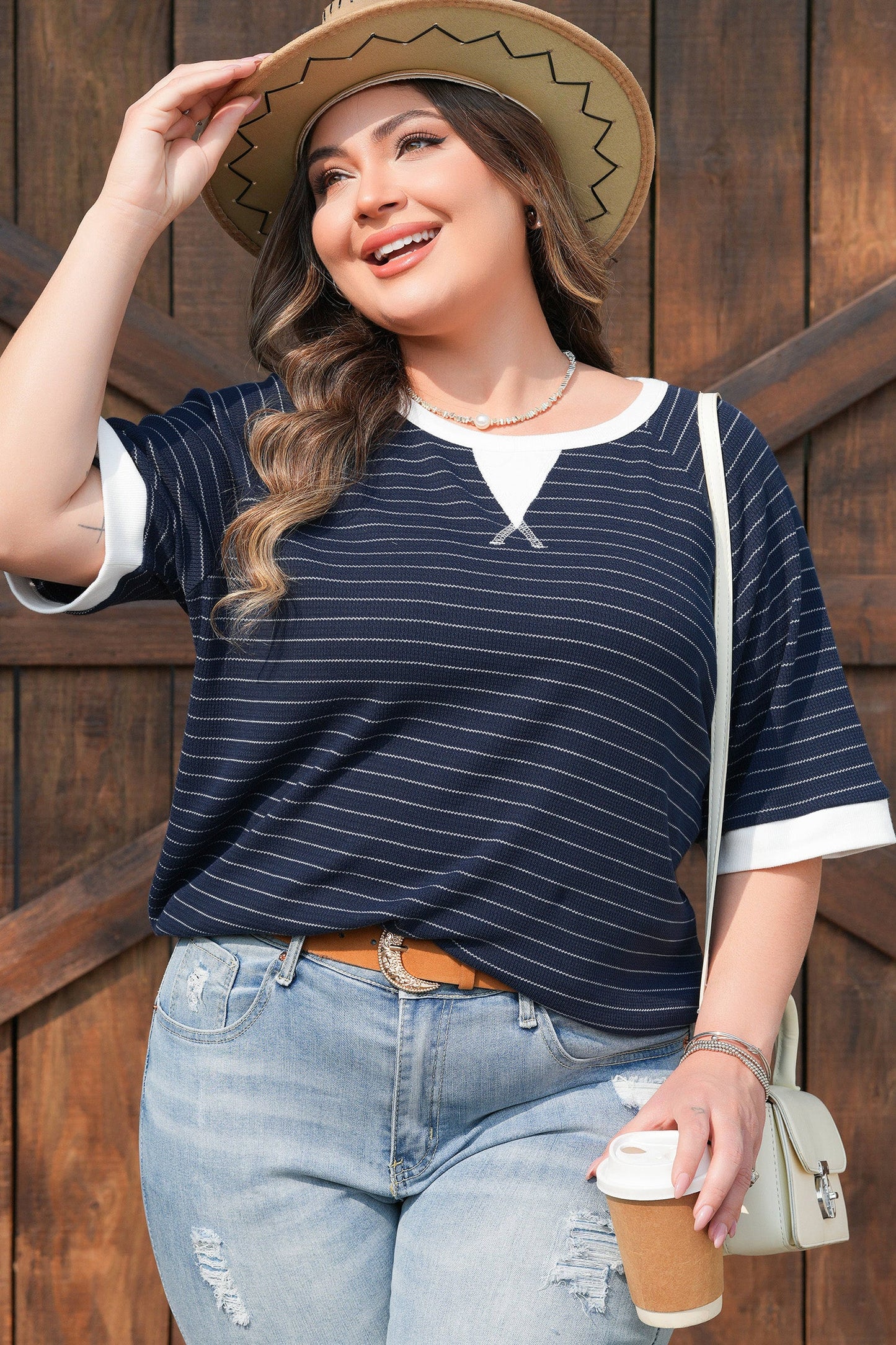 Melany Trim Ribbed T PLUS Shirt