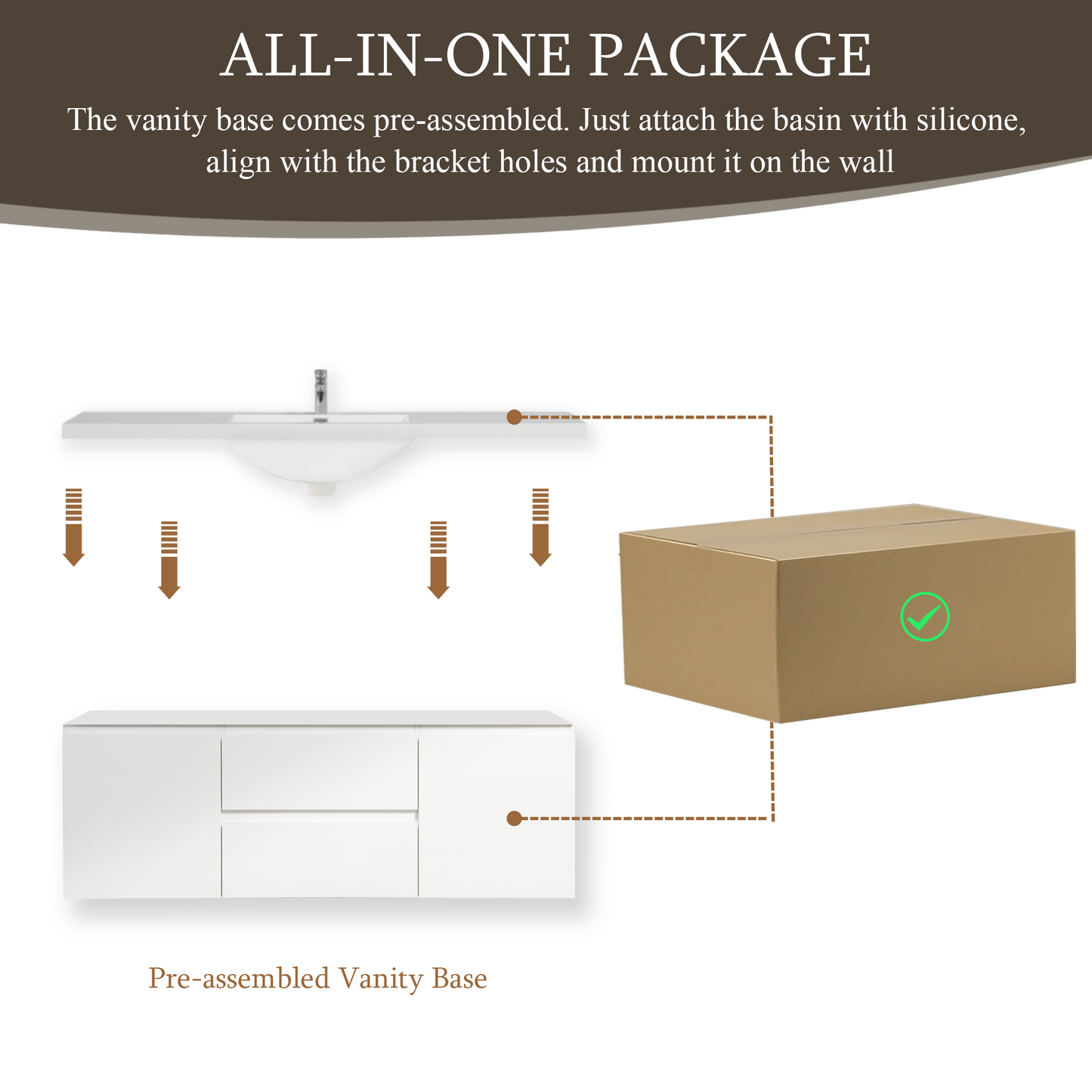 60" Floating Bathroom Vanity with Sink and Wall-Mounted Storage Cabinet