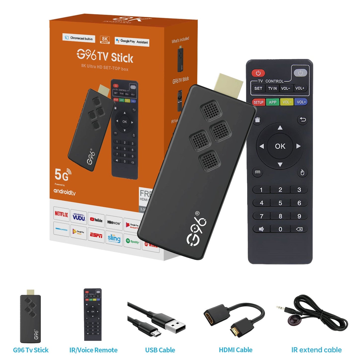 New G96TV Dongle Allwinner comes with 5 accessories H313 Android 13 Dual WIFI Bluetooth HD Android TV BOX