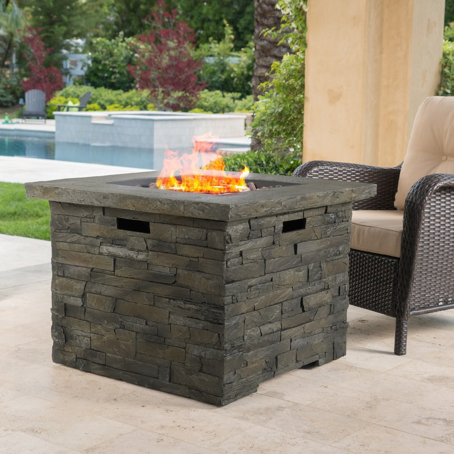 33' SQUARE MGO FIRE PIT - 40000 BTU.