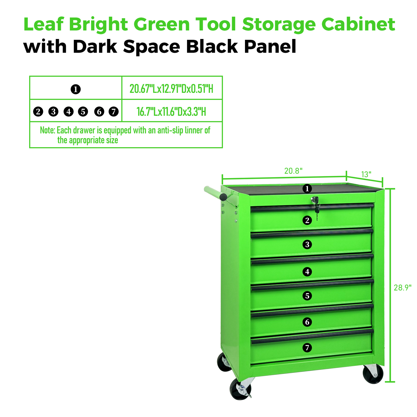 Rolling Metal Tool Chest with 6 Drawers