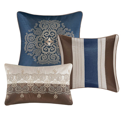 King 7 Piece Jacquard Comforter Set with Throw Pillows