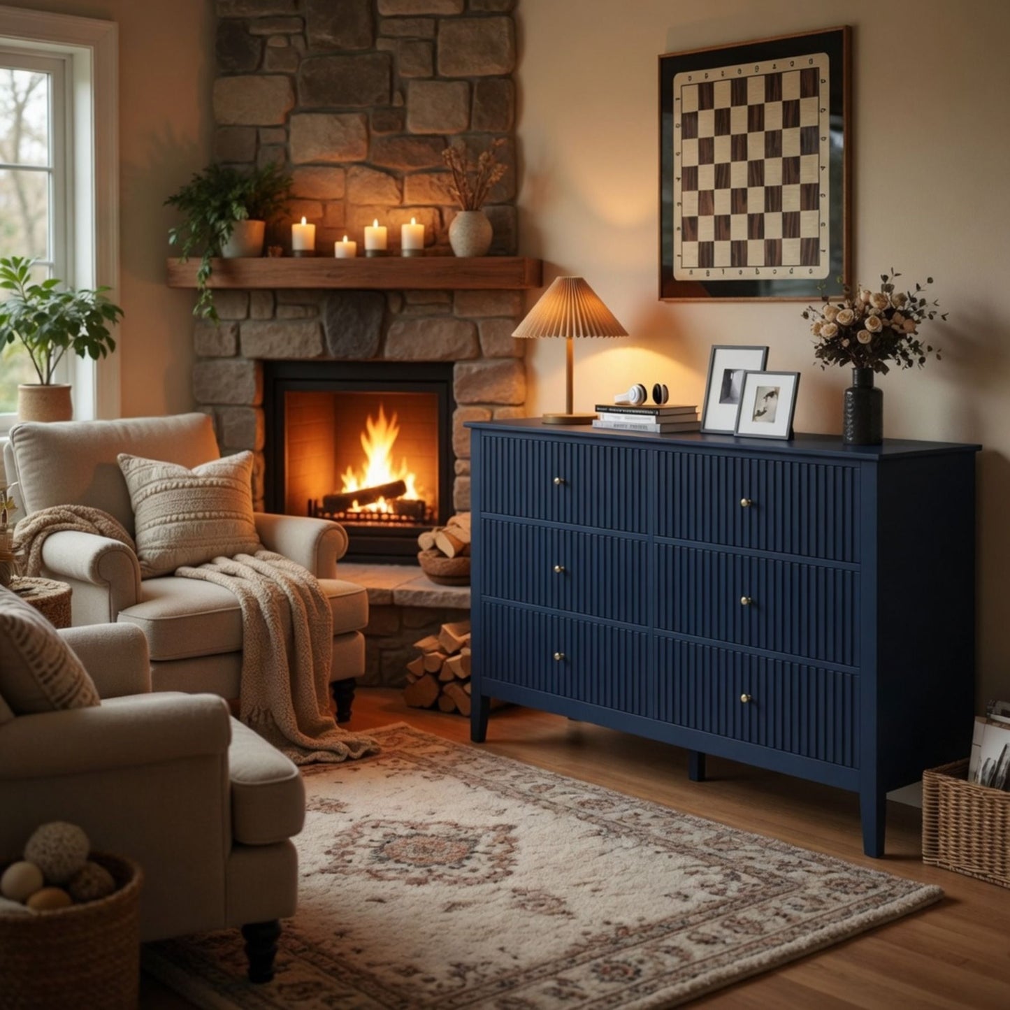 Modern 6 Drawer Fluted Dresser