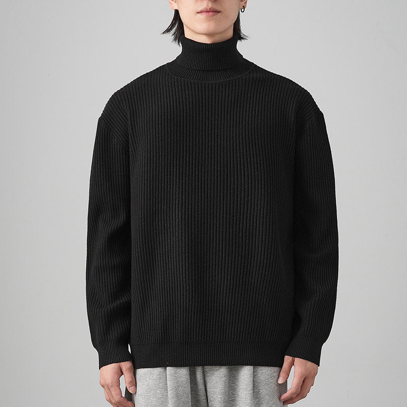Autumn Winter Solid Color Loose Fit Thick Warm Inner Knit Base Layer