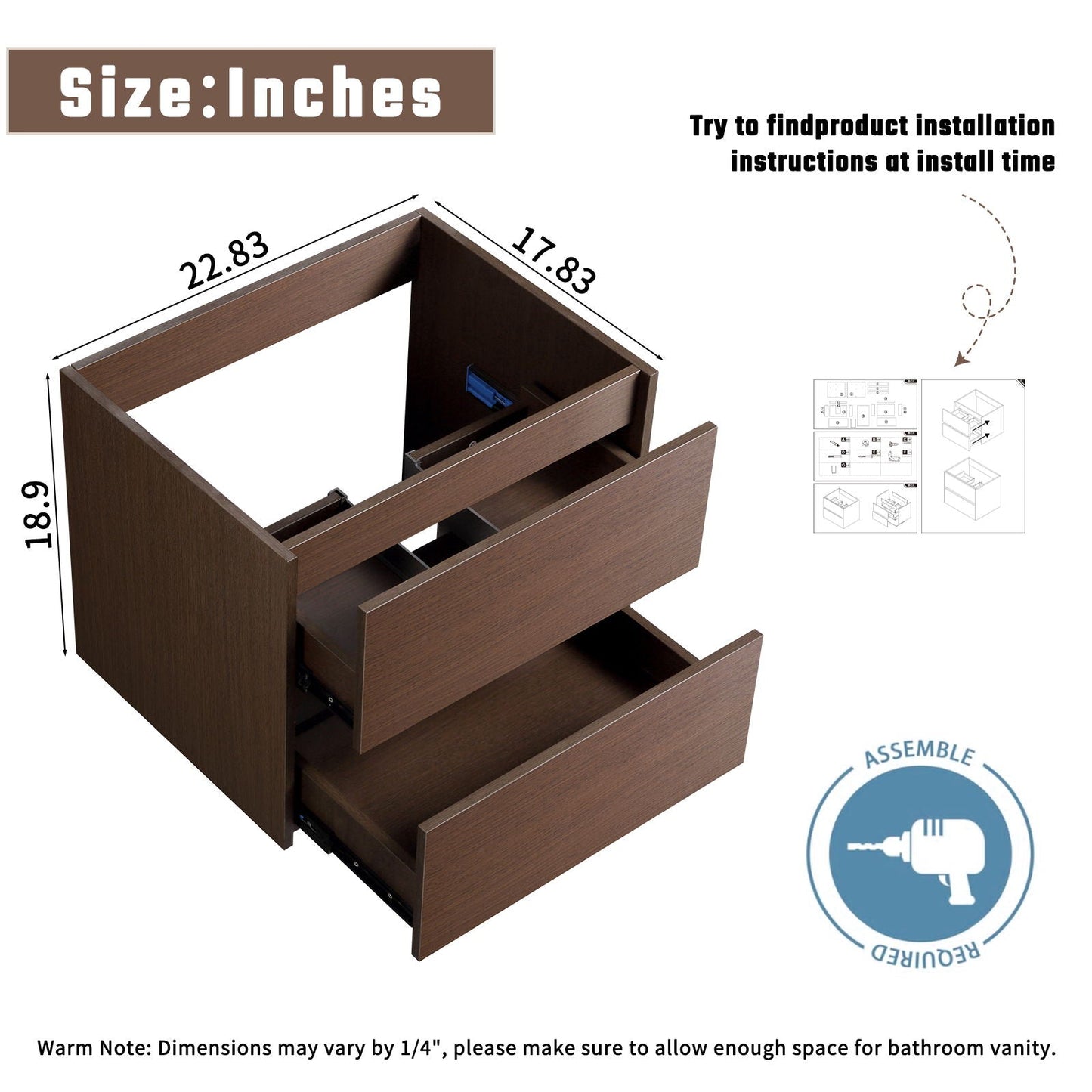 Wall Mounted Floating Bathroom Vanity With Sink And Cabinet