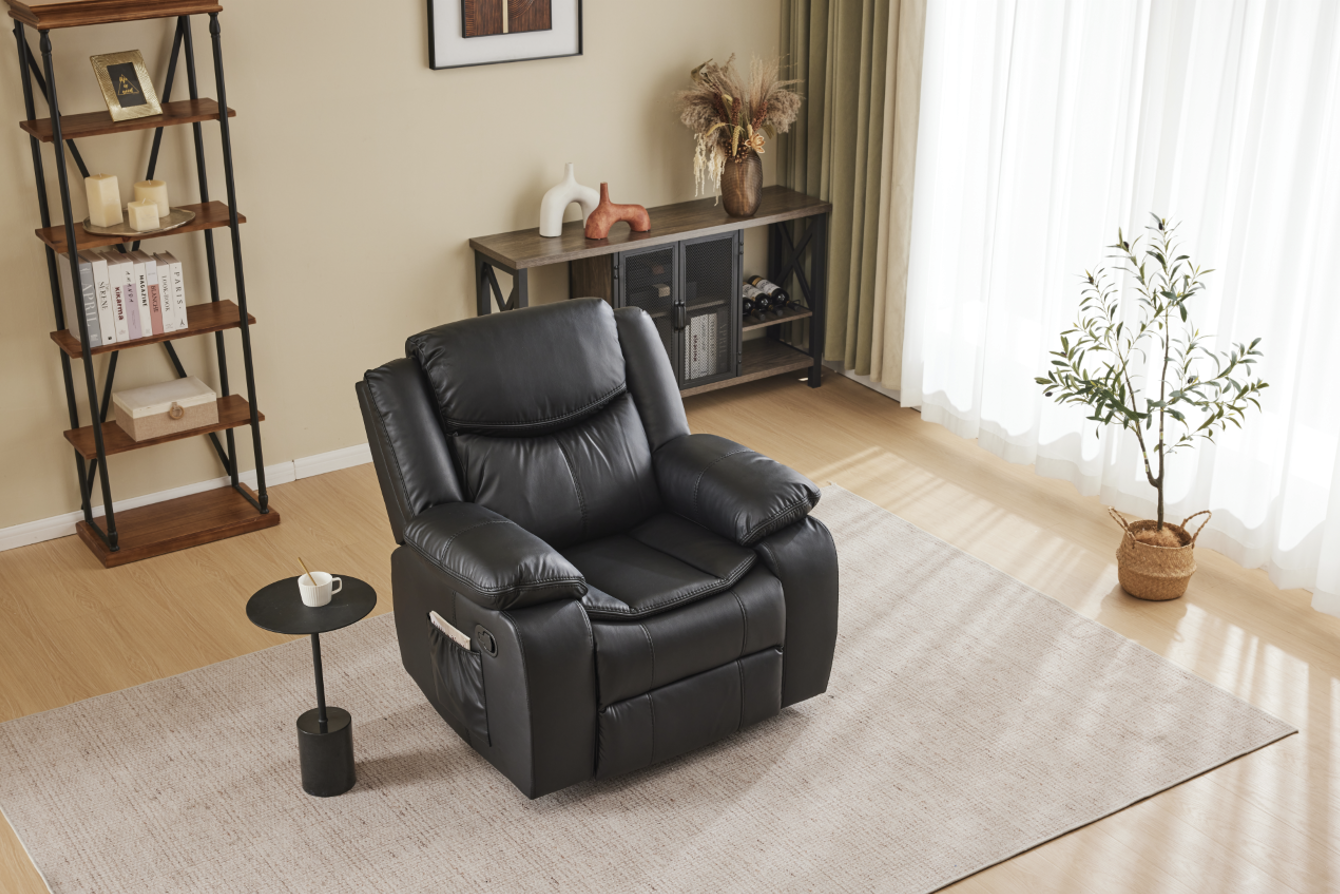 Black Color Air Leather Recliner Chair with Vibration and Heating