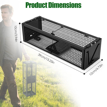 2-Pack Humane Live Rat Trap Cage with Dual Doors