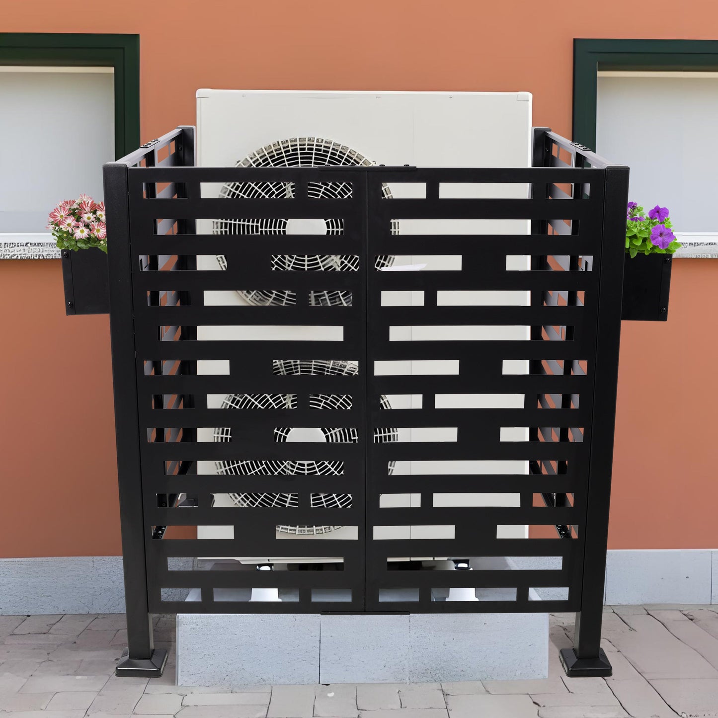 3.5x3.5FT Metal Air Conditioner Privacy Fence with Planter Boxes