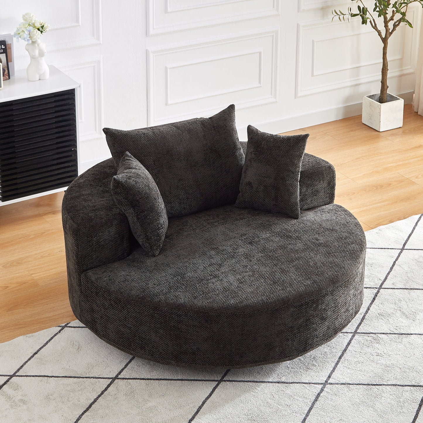 55'' Chenille Foam Single Swivel Chair