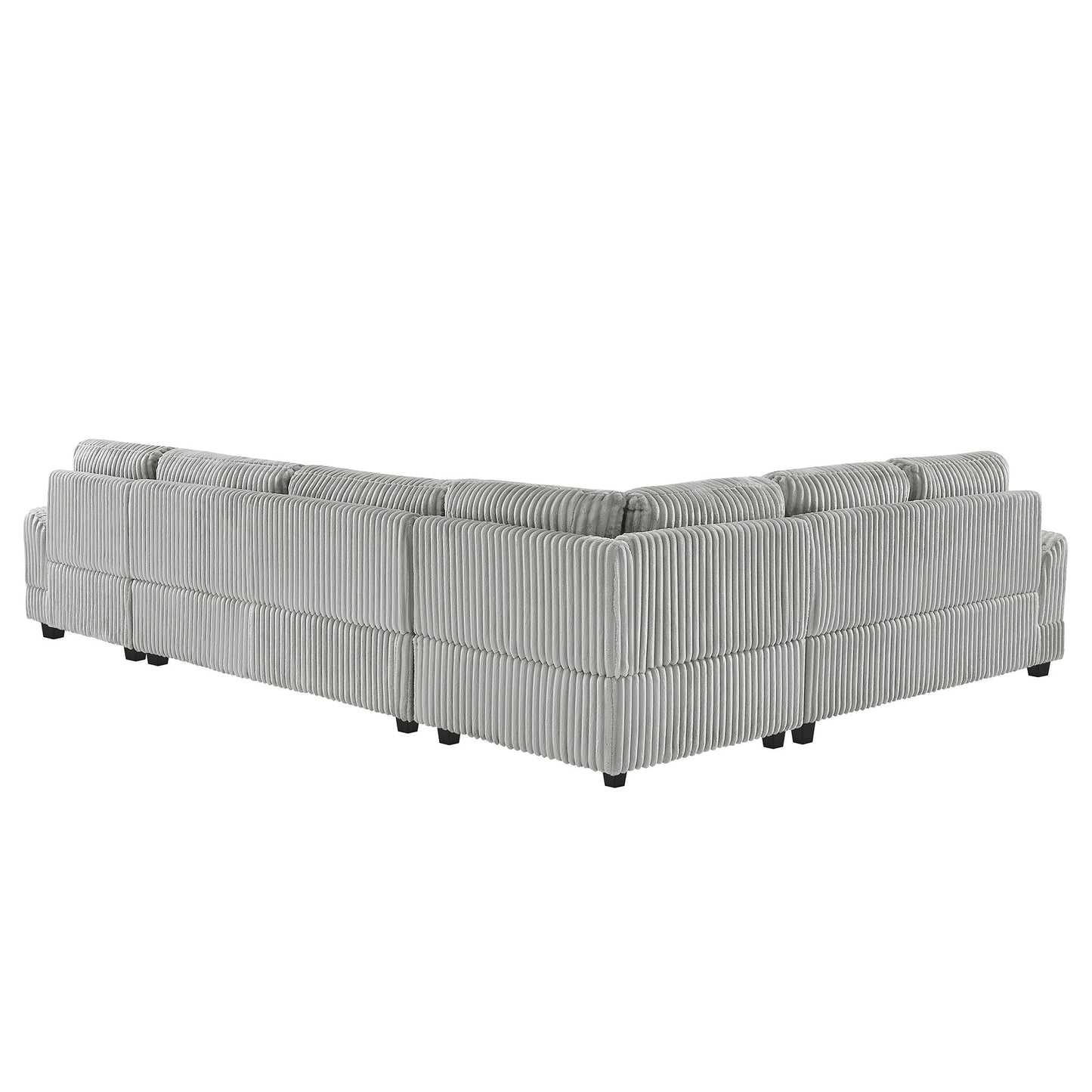 U - Shaped Sectional Sofa With Chaise Lounge, Oversized Living Room Sofa - Gray