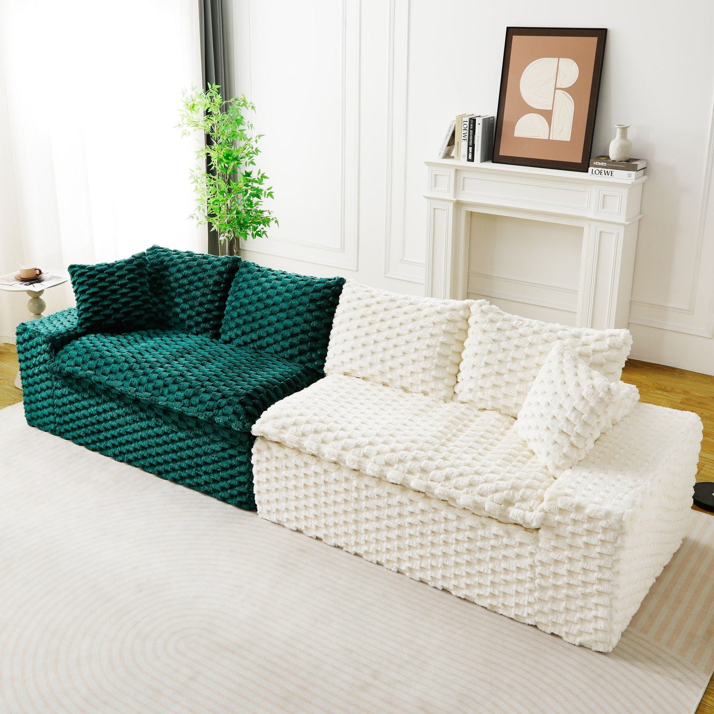 Multifunctional Sofa Pink Black, Fits 4 People