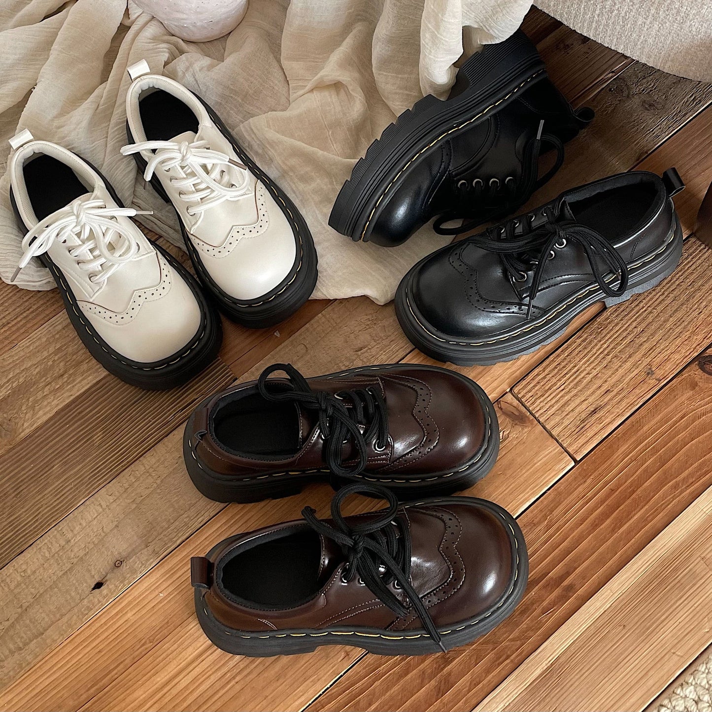 Womens Casual British-style Soft-soled Leather Shoes