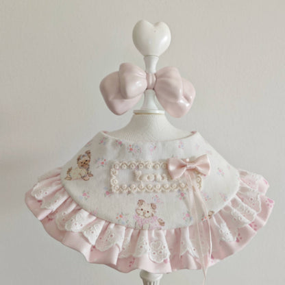 Cute Lace-trimmed Scarf With A Bow Decoration