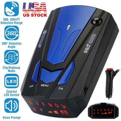 Radar Detector Car 16 Band V7 Speed Safety Voice Alert Car Radar LED Display City Highway Mode Auto 360¡ Detection