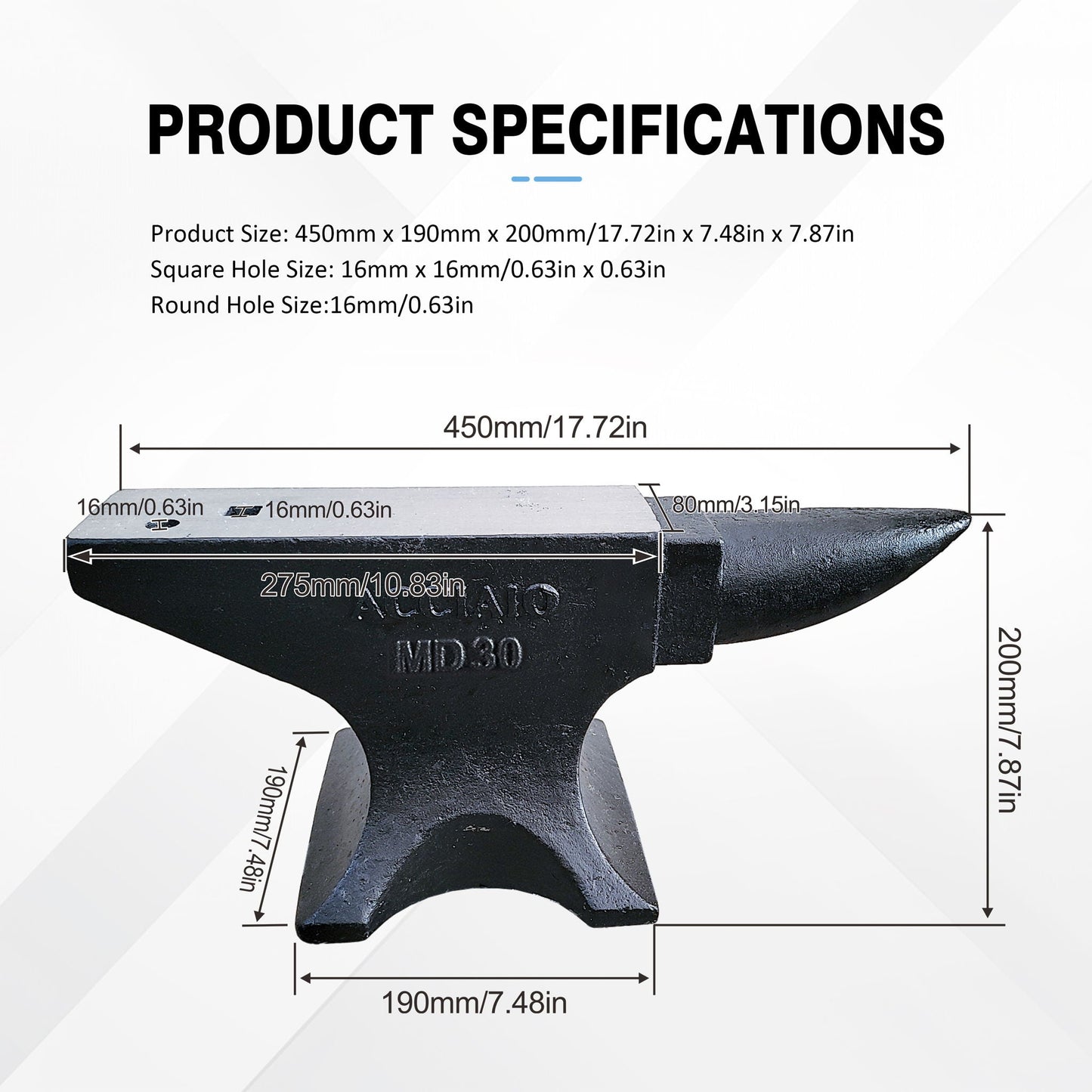 Single Horn Anvil 66Lbs Cast Steel Anvil smith For Sale Forge Tools And Equipment Anvil Rugged Round Horn Anvil smith Jewelers Metalsmith smith Tool - Black