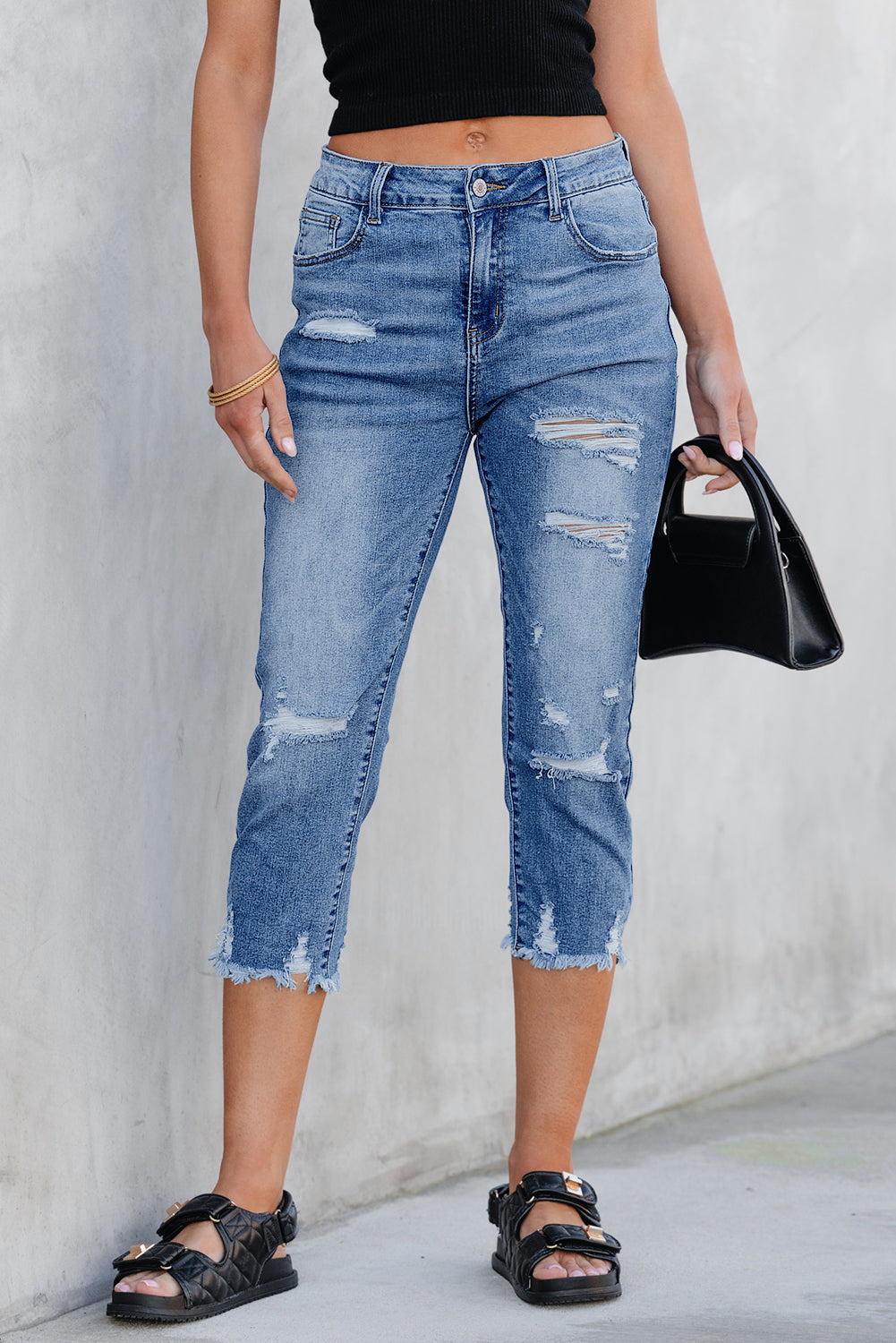 Georgia Skinny Distressed Capri Jeans