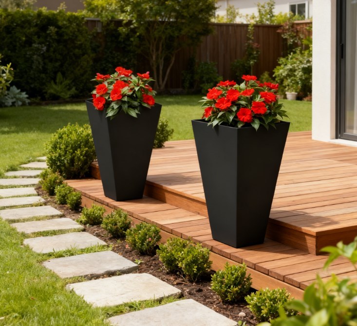 Tall Plant Pot 2-Pack Outdoor Planter Set with Drainage Holes