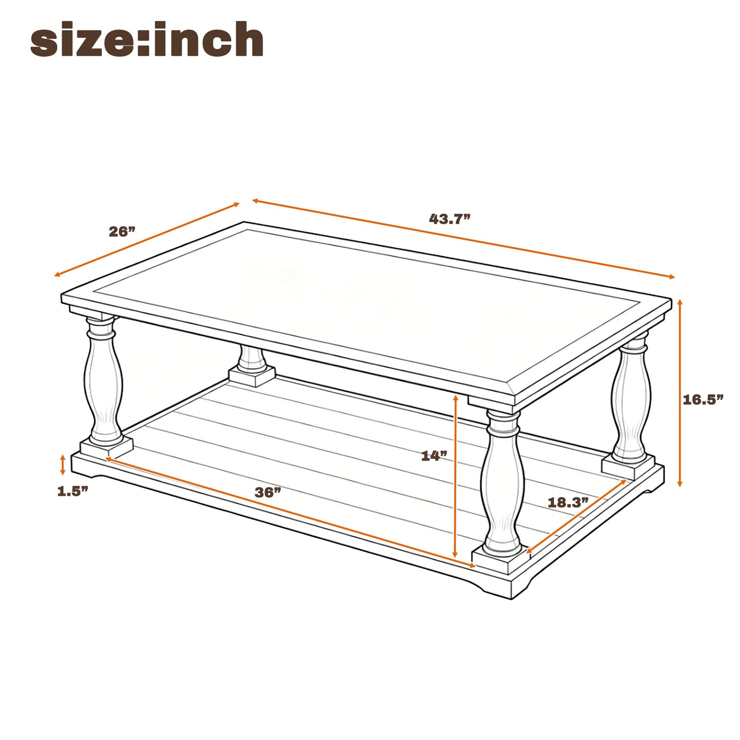 Vibe Haus Farmhouse Rectangular Coffee Table