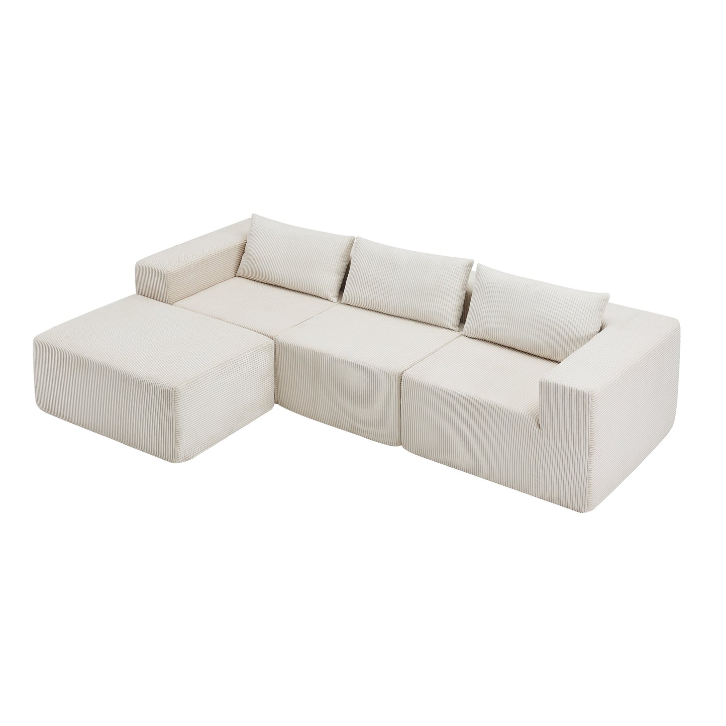 107" Compressed Sectional Sofa (Beige)