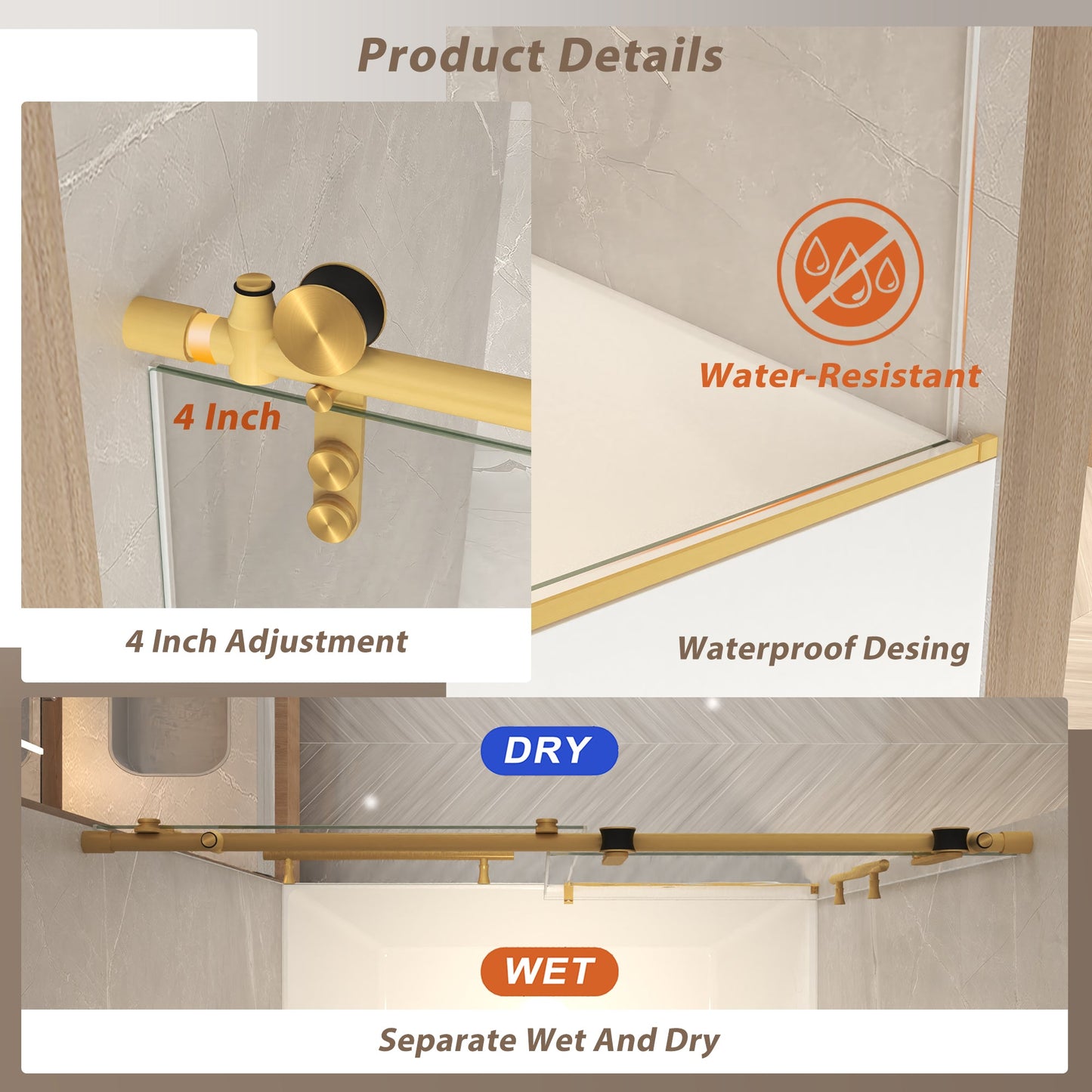56-60" x 66" Frameless Sliding Bathtub Door