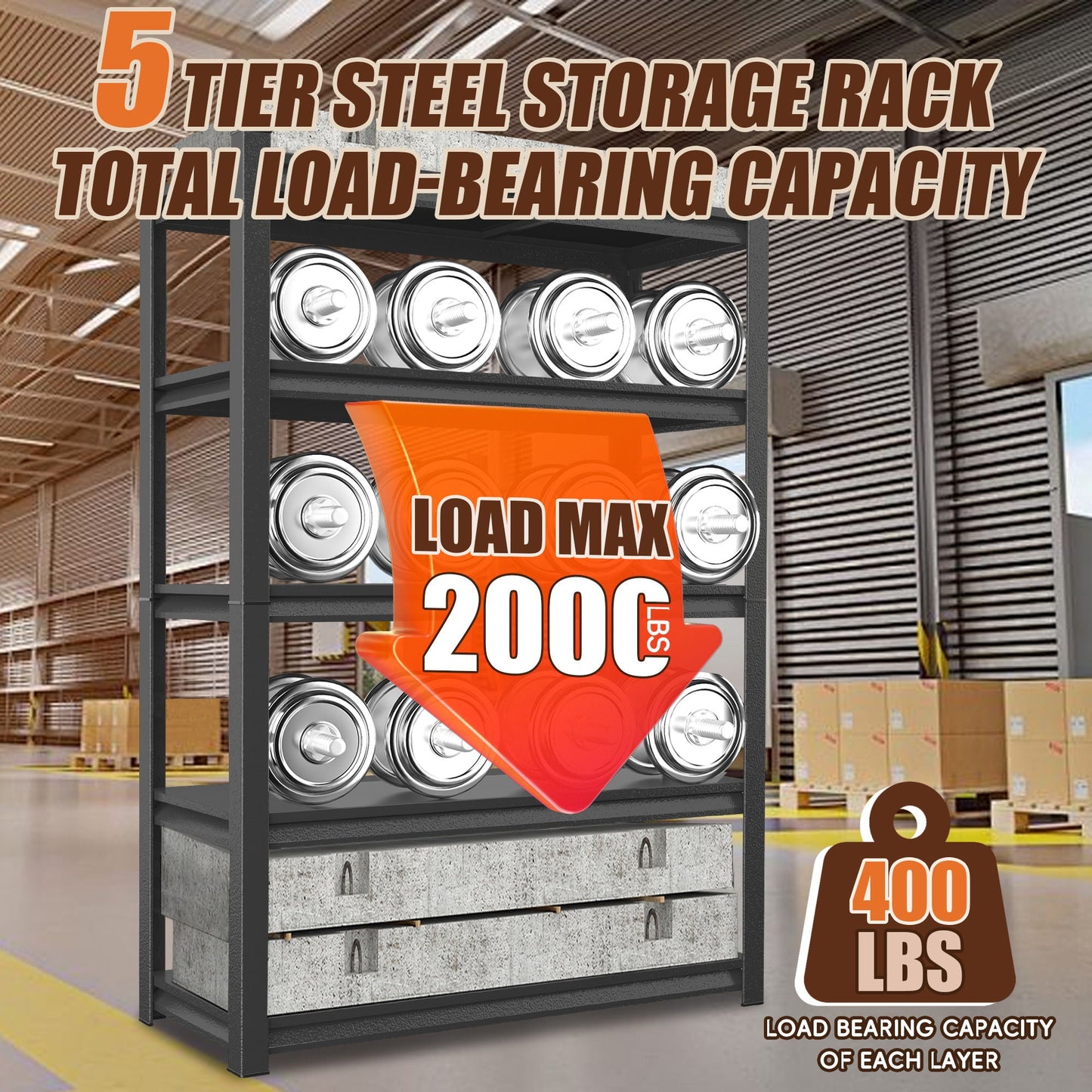 5 Tier Heavy Duty Shelving Unit Adjustable Shelving Units