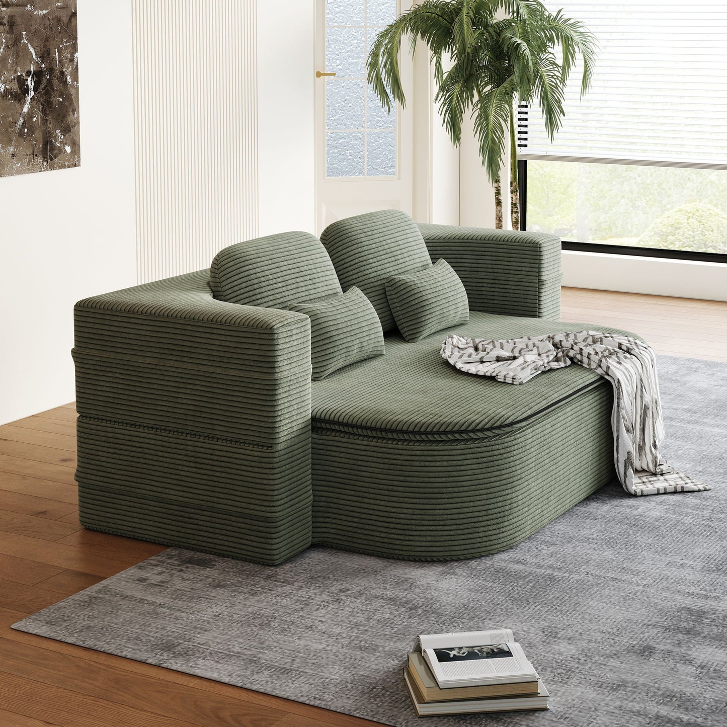 2 In 1 Foldable Sofa Bed With Multi Functional Blanket