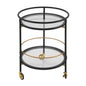 Modern Round Bar Cart with Tempered Glass Shelves