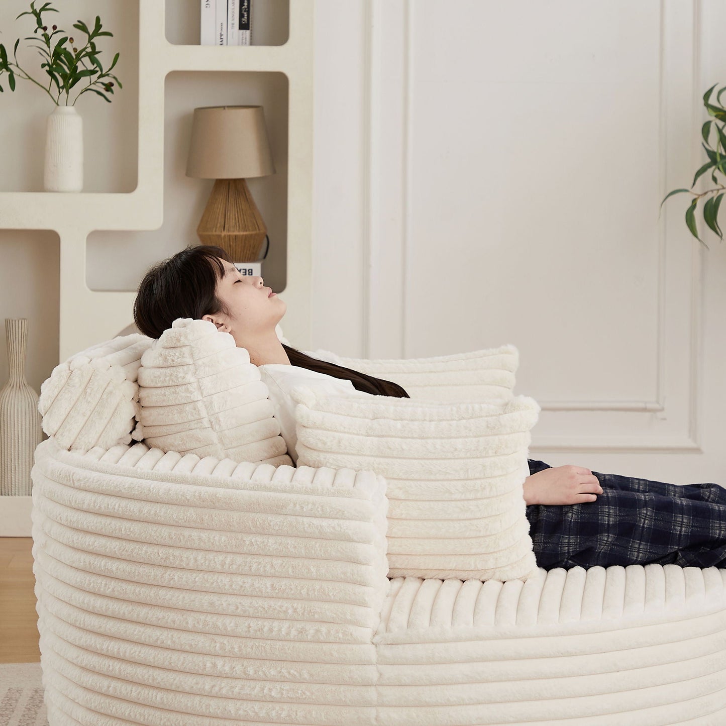 Modern Single Sofa With Backrest Pillow For Living Room