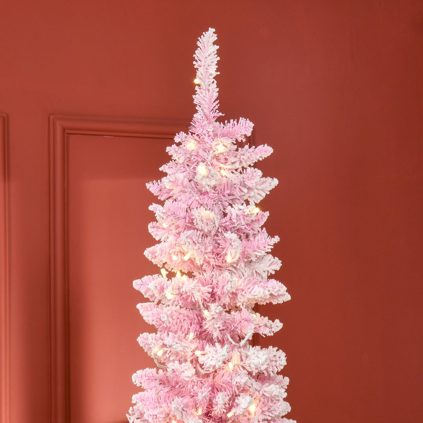 Homcom 7.5ft Prelit Snow Flocked Artificial Christmas Tree