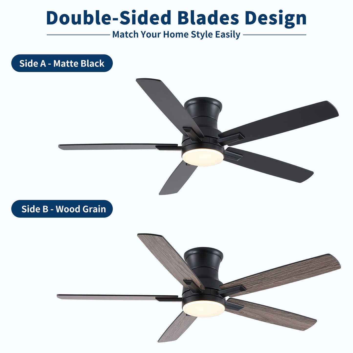 Mordern Flush Mount Ceiling Fan With Light And Remote Control