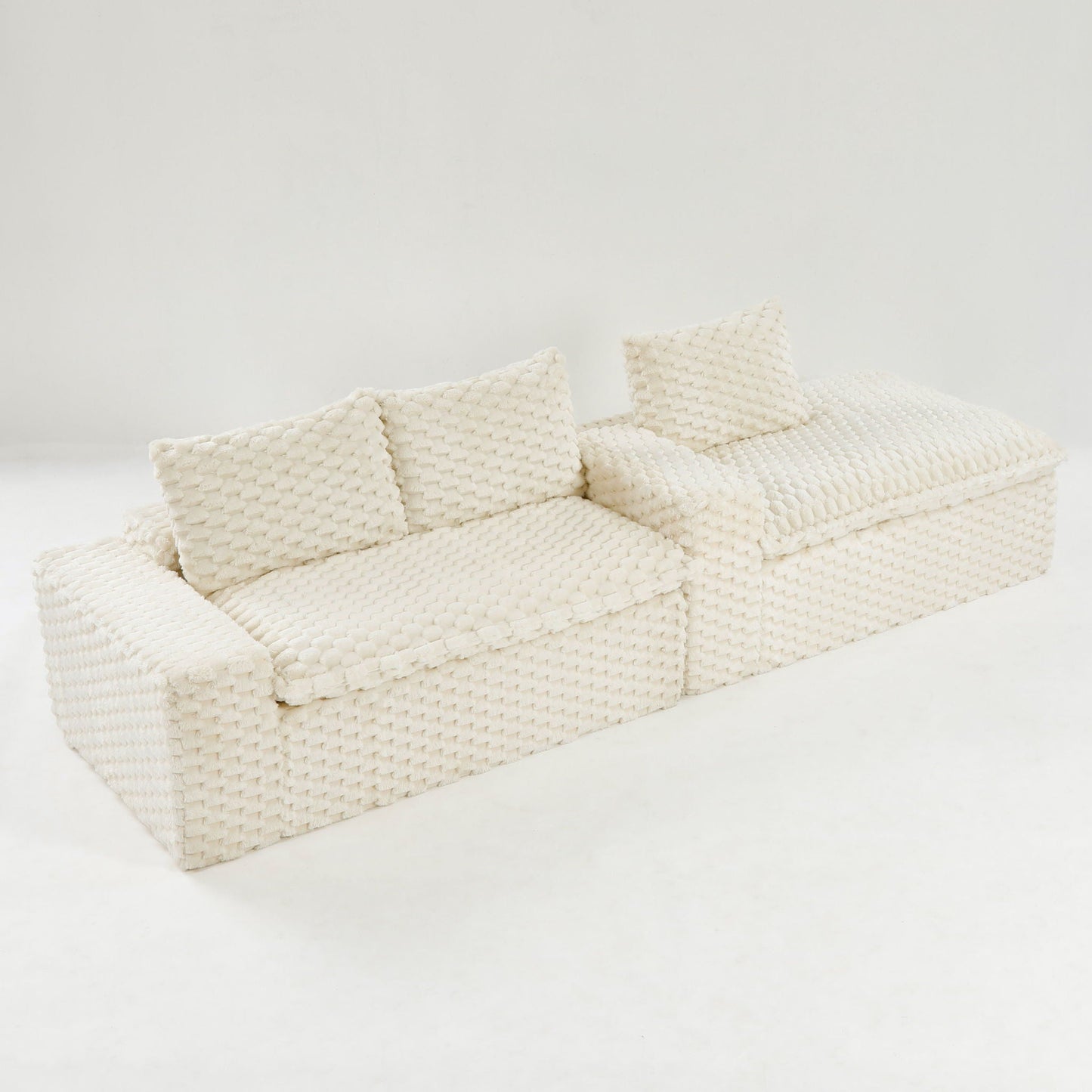 Modular Sofa, Convertible Twin Seat With Chaise Lounge