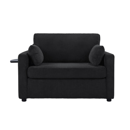 Sleeper Sofa With Foldable Mattress, USB Ports, Side Table & Storage Pocket