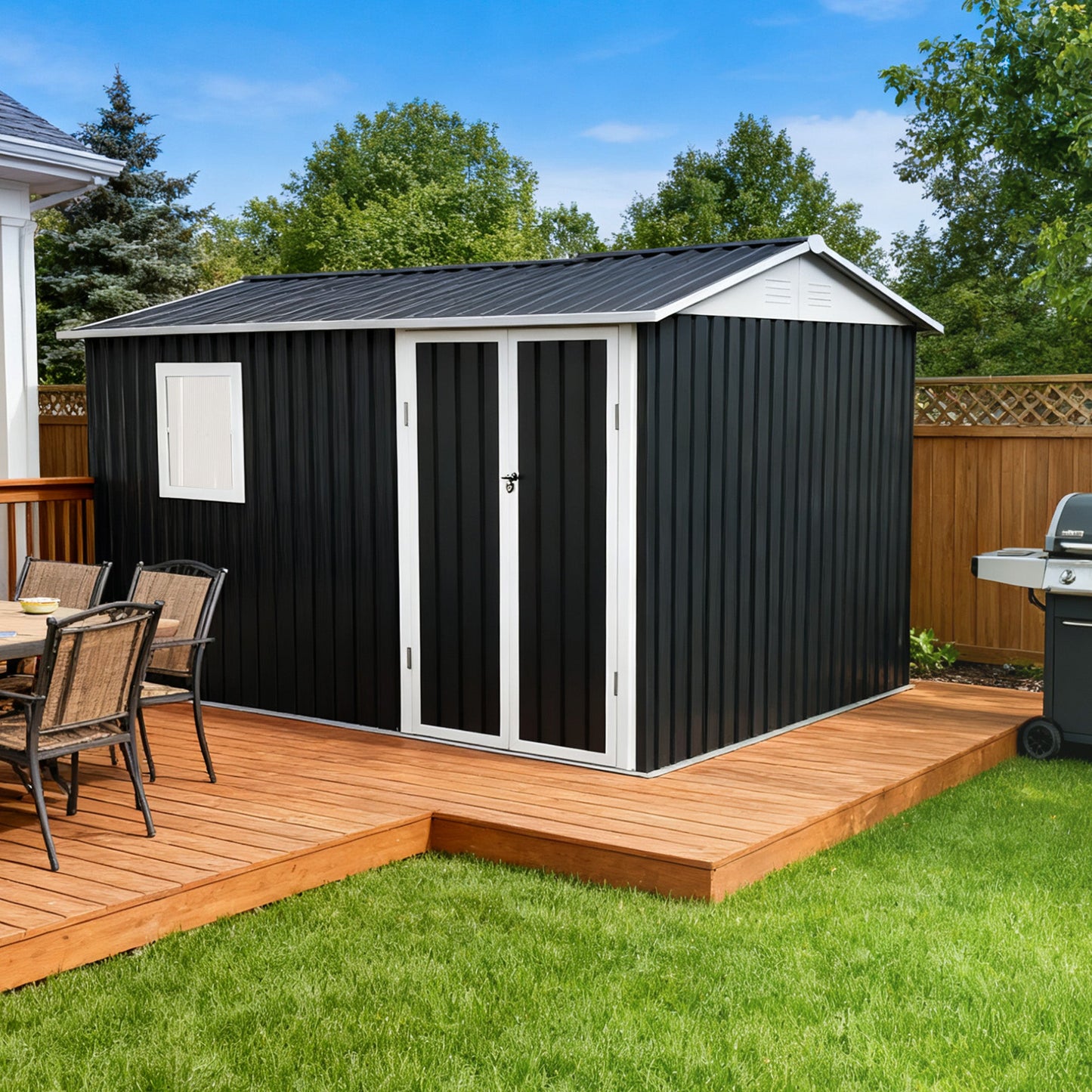 9 x 6 FT Metal Garden Shed for Patio and Backyard Storage