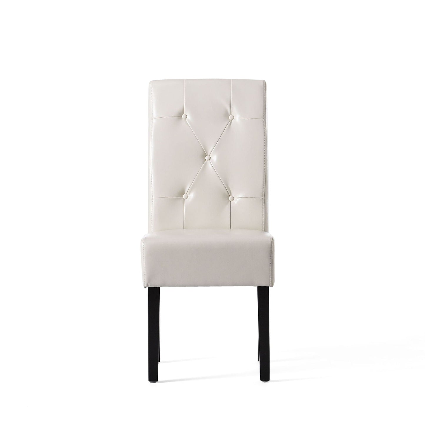 Carter 5 Tuft Dining Chair With Button Tufted Backrest And Espresso Legs - Ivory