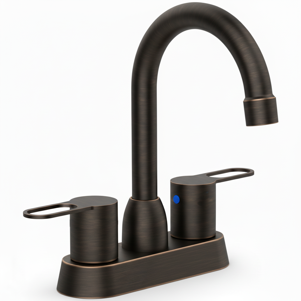 2 Handles Bathroom Sink Faucet, Oil Rubbed Bronze Centerset