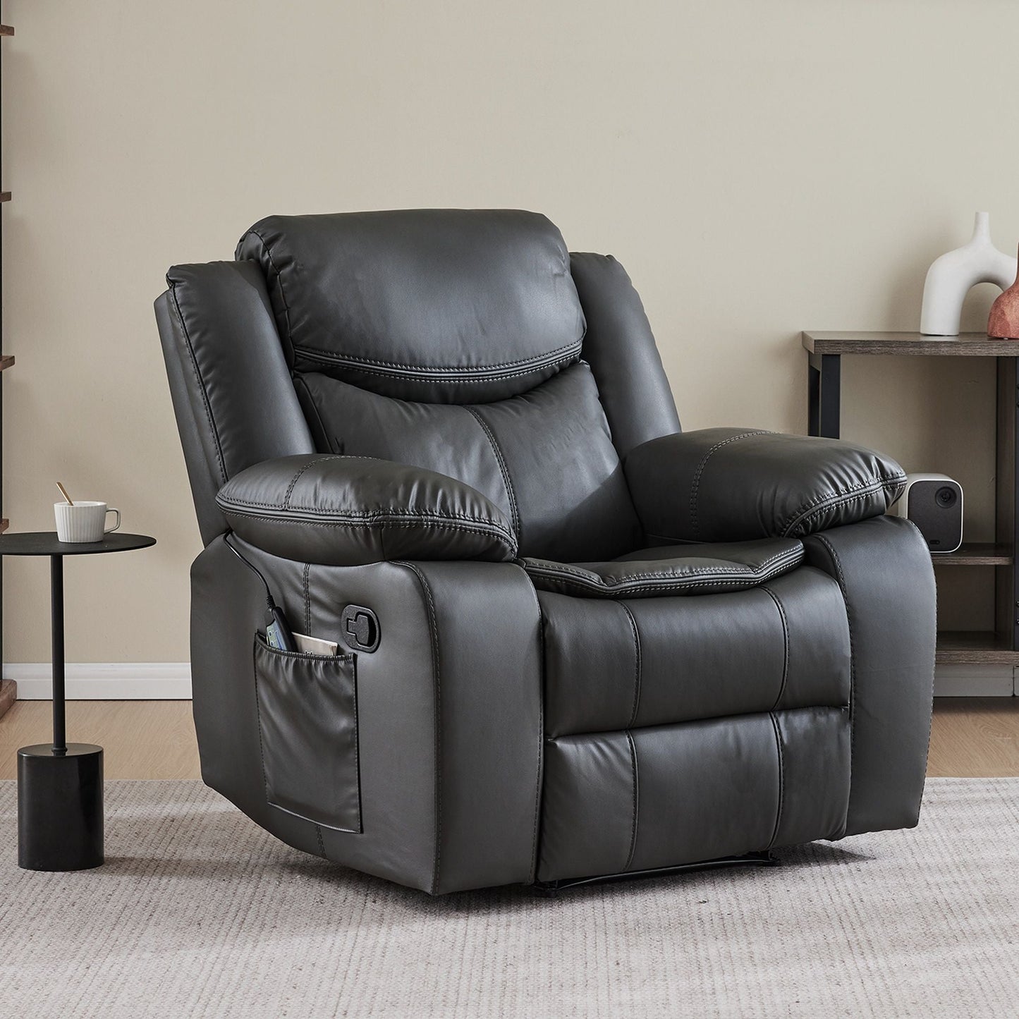 Recliner Chair With Vibration And Heating - Gray
