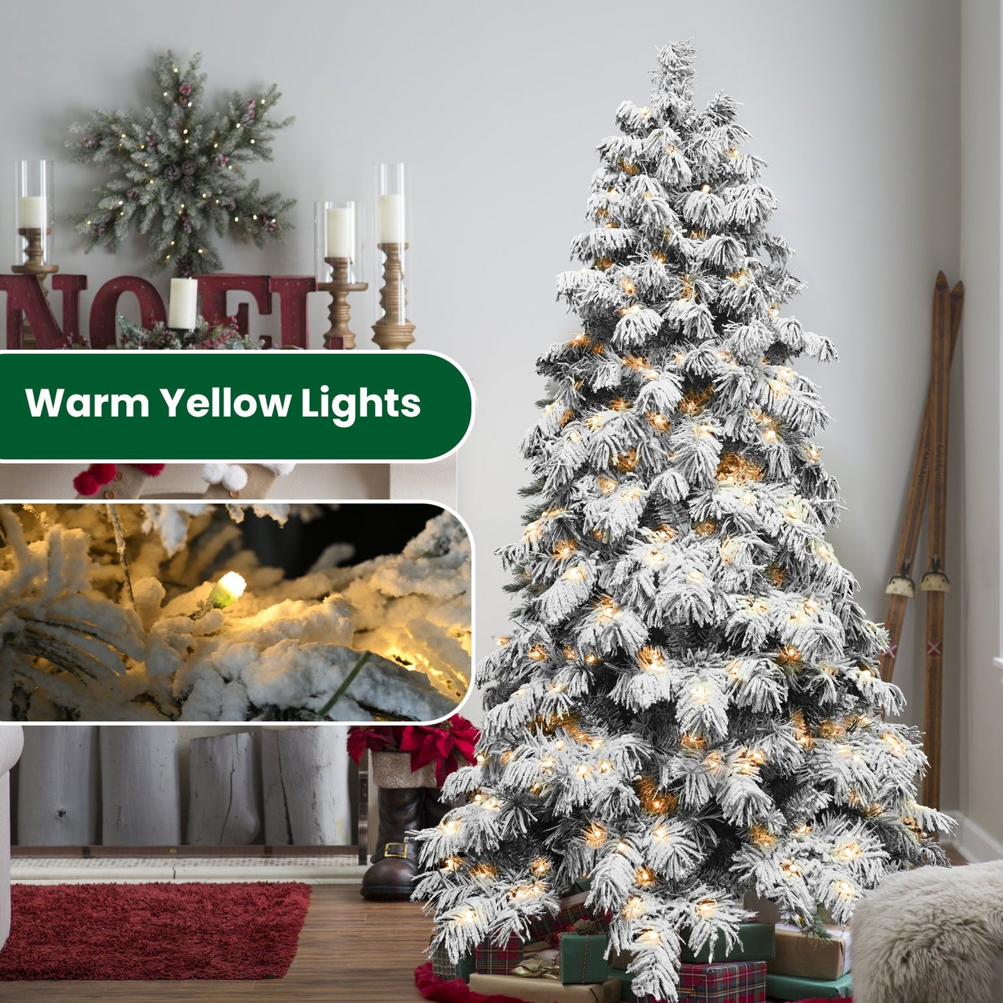 6ft Flocked Scarecrow-Shaped Christmas Tree with 270 Warm Lights