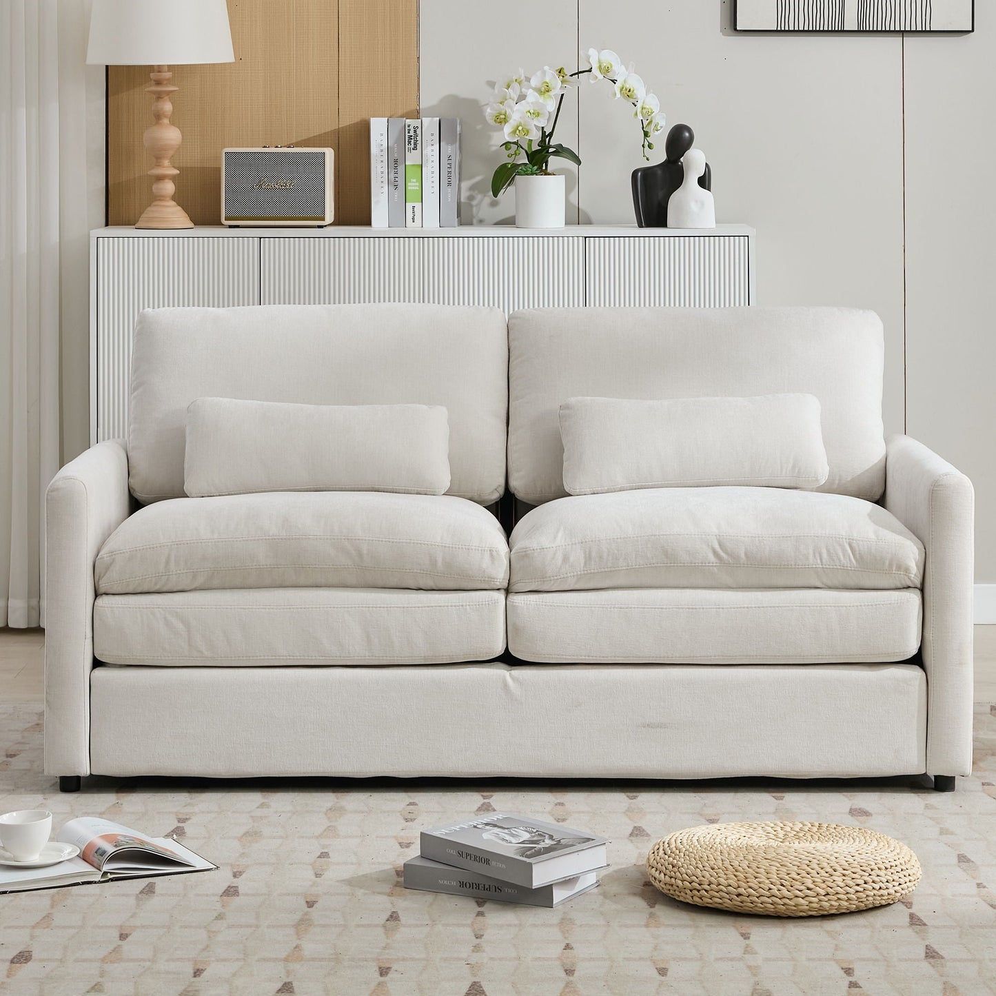 Cozy Upholstered Cushion Loveseat Sofa For Living Room