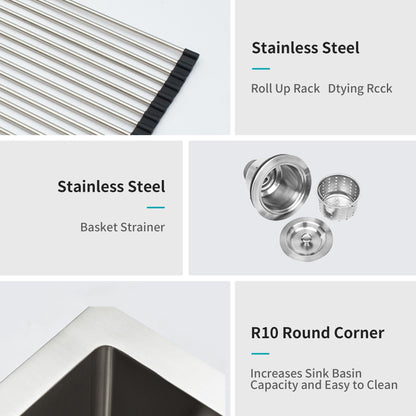 Undermount Steel Kitchen Sink, Deep Single Bowl Basin